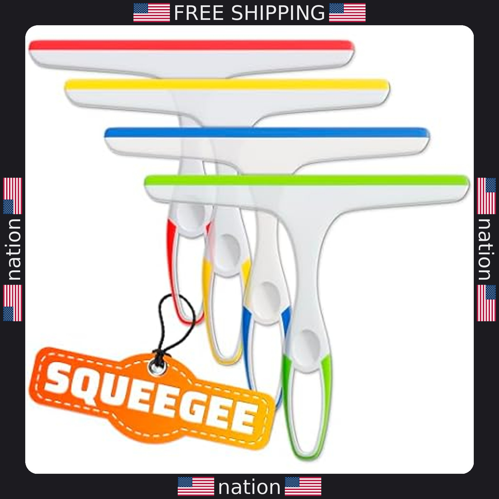 4-Pack 9.5? Shower Squeegee with Flexible Blade – Ergonomic & Lightweight Design