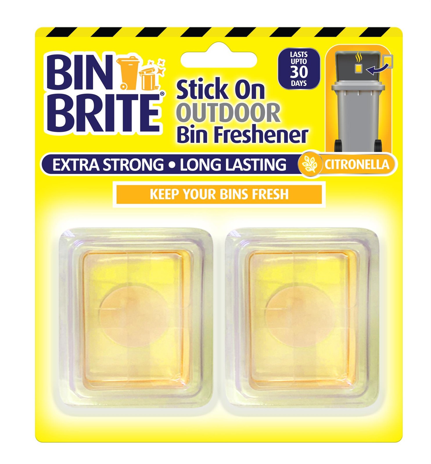 Bin Brite Stick On Outdoor Bin Freshener, Citronella – 2 x 10g, Long Lasting