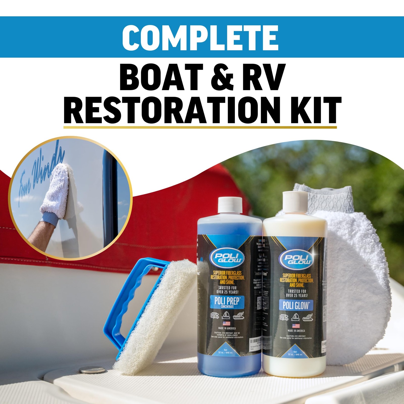 Poli Glow Basic Kit — Complete Fiberglass Restorer for Boats and RVs and More. E