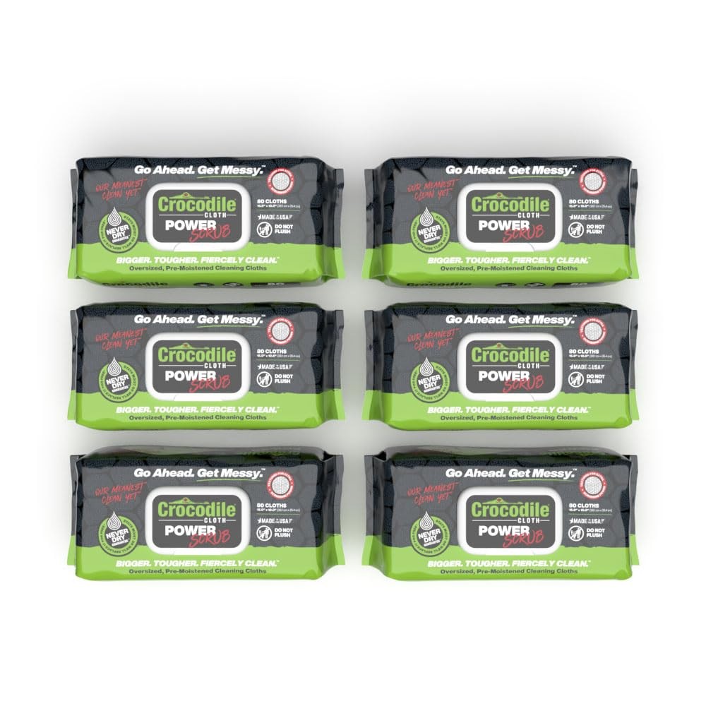 480 Count Crocodile Cloth Power Scrub Cleaning Wipes Pack Of 6 Heavy Duty