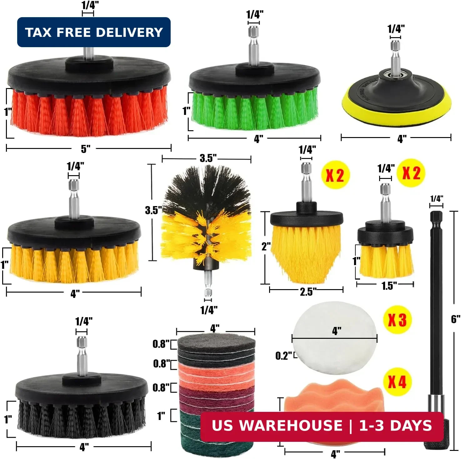 30Pcs Drill Brush Attachment Set,Drill Scrubber Brush Kit Include Scrub Pads, Sp