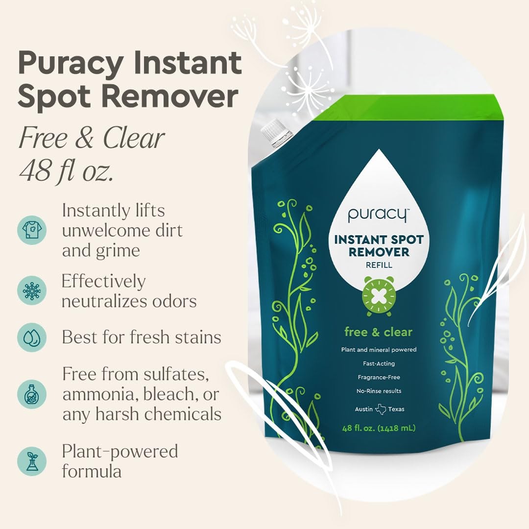 Laundry Stain Remover Clothes Carpet Spot Cleaner Couch Spray Free Clear 48 Fl O