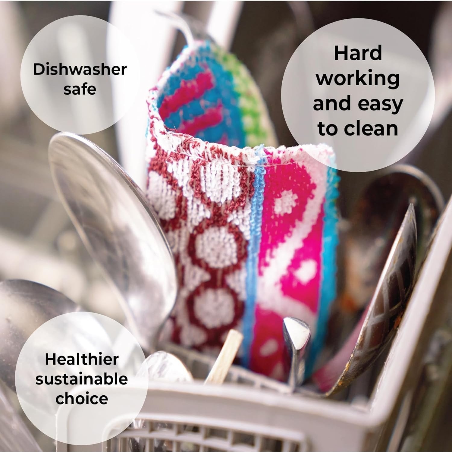 2-Pack Reusable Dish Scrubber Non-Scratching Kitchen Cleaning Soft Scrub Pads