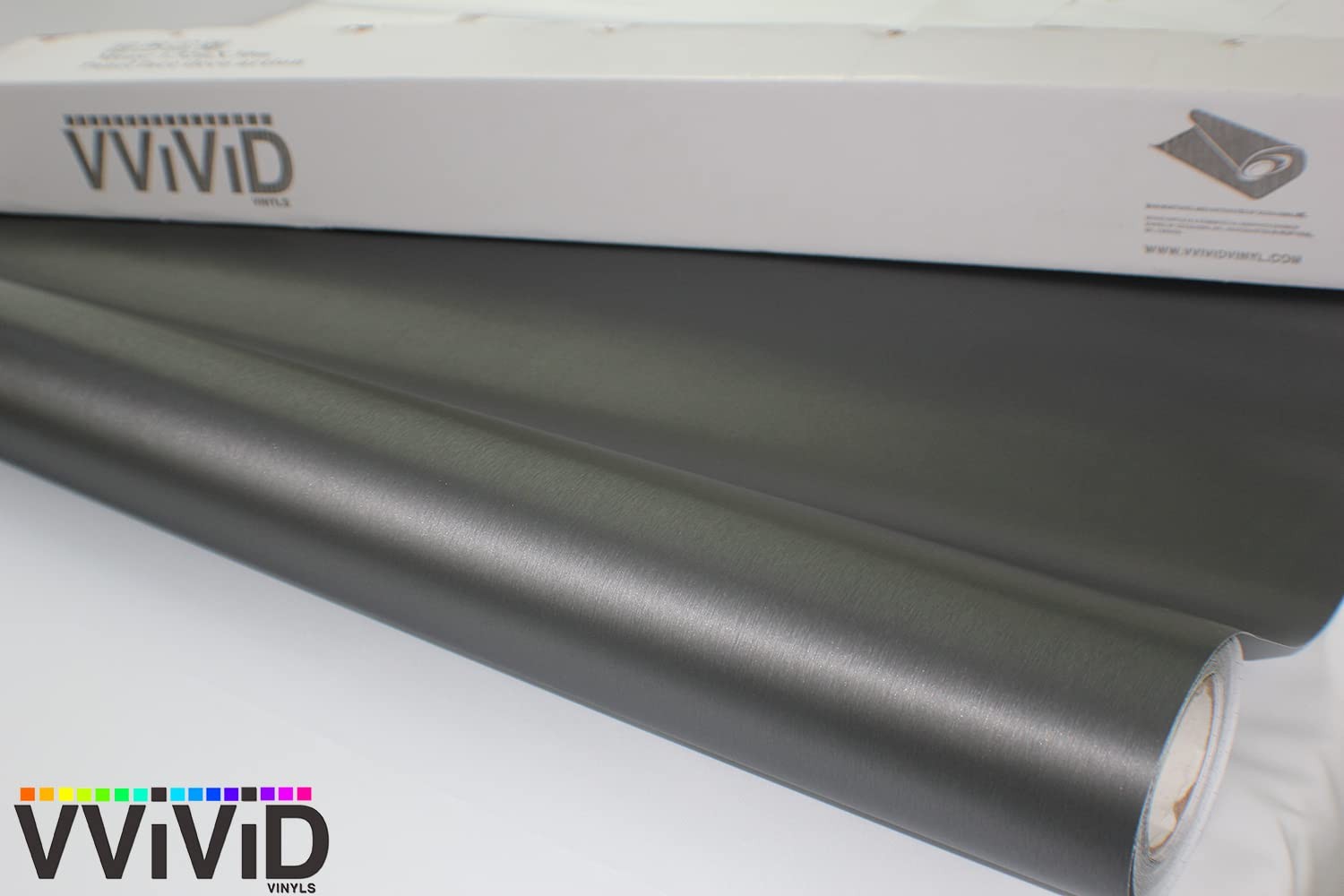 XPO Gunmetal Grey Brushed Metallic Steel 5Ft Vinyl Wrap Roll with Air Release Te