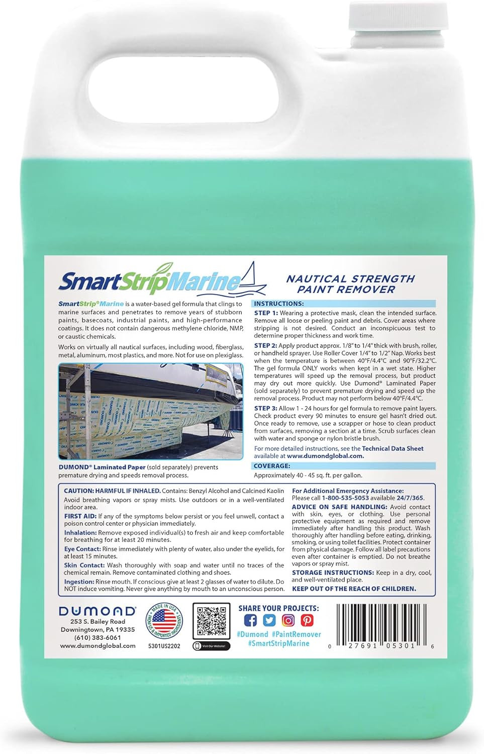 Smart Strip Marine Paint Remover, for Wood, Fiberglass, Metal & Aluminum Boats &