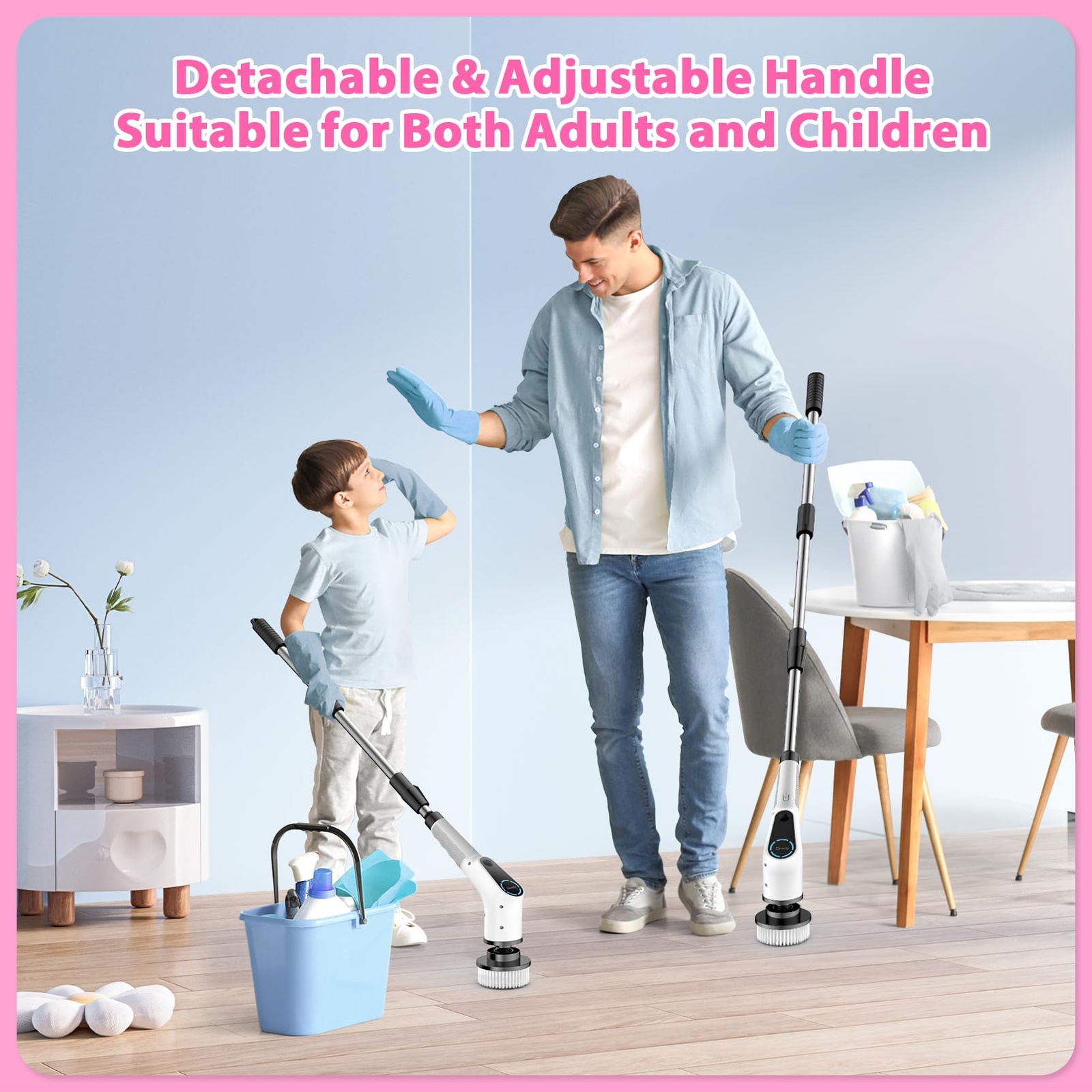 Dovety Electric Spin Scrubber Cordless Cleaning Brush Shower Scrubber with 8 …