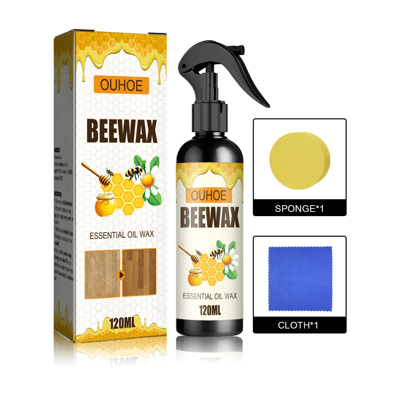 1~5 PCS Beeswax Spray, Natural Furniture Polish, Beeswax Spray Cleaner 120ml