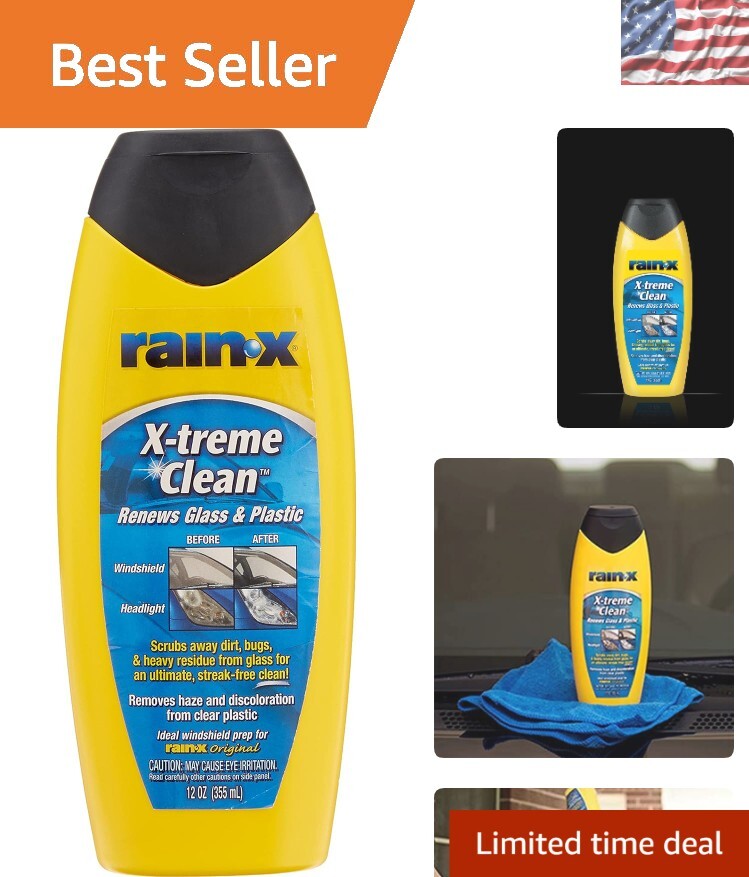 12 oz Streak-Free Glass Cleaner by RainX – Perfect for Windshields & Headlights