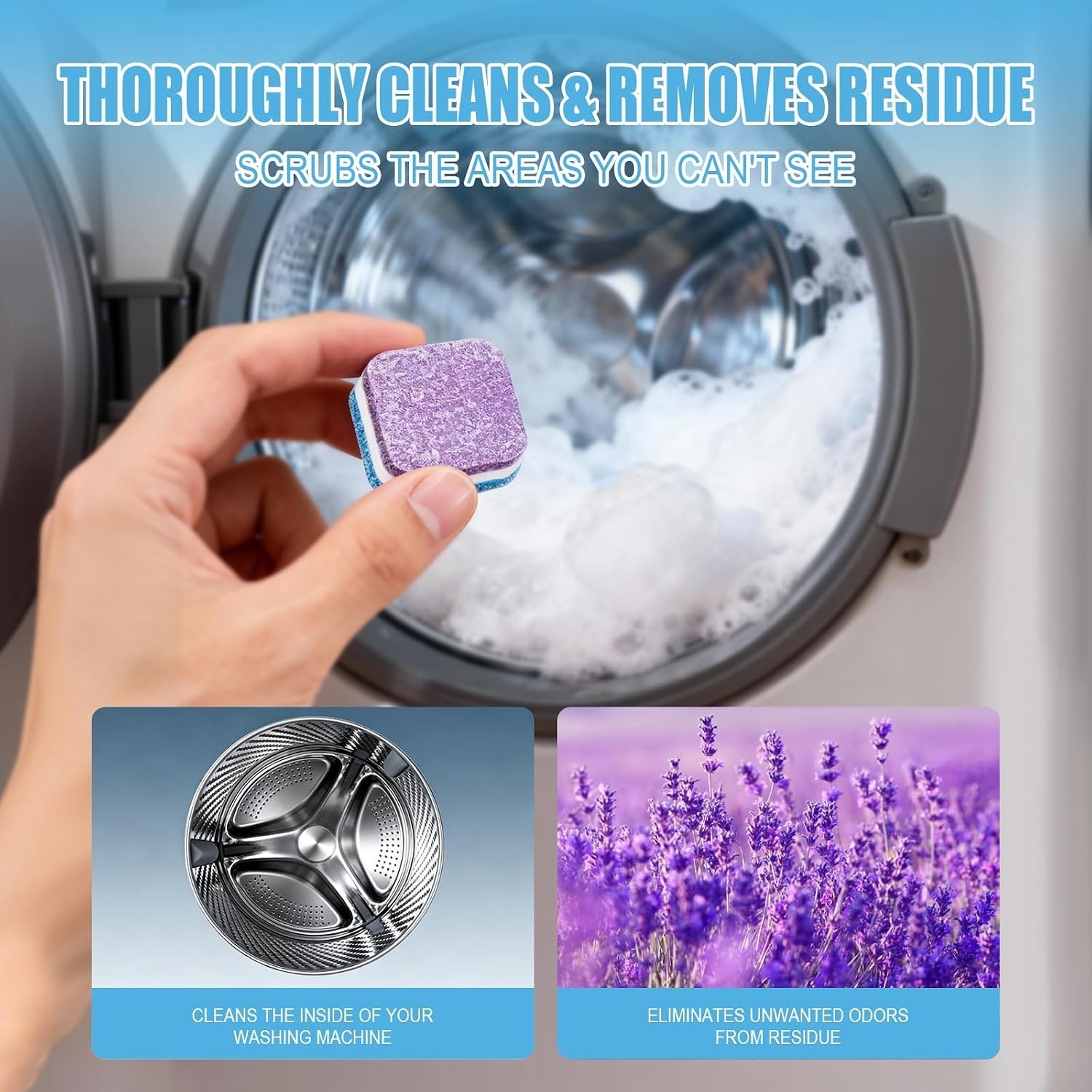 Washing Machine Cleaner Tablets – 24 Pack for a 12 Supply. Formulated for