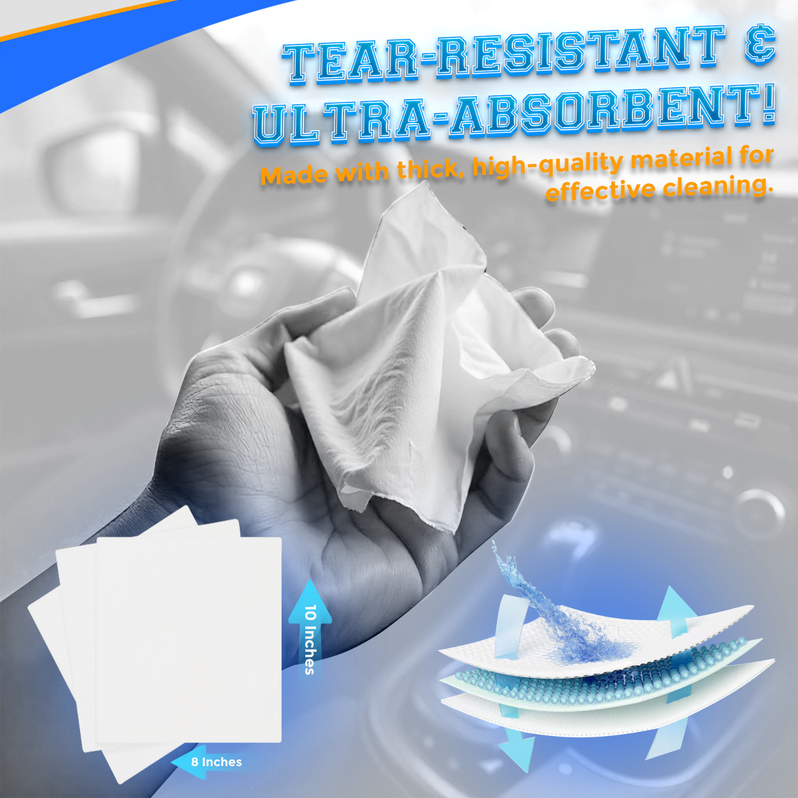 Car Cleaning Wipes Lemon Scent Interior & Exterior Auto Care Wipes – Bulk Packs