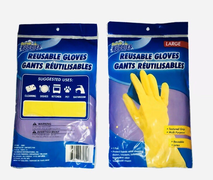 Large Cleaning Gloves Disposable Dishwashing Rubber Latex Reusable Scrub Buddies