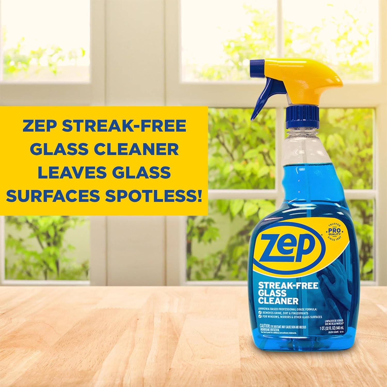 Zep Streak-Free Glass Cleaner – 32 Oz (Case of 12) ZU112032- Professional Grade