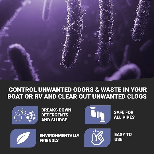RV and Marine Boat Holding Tank Treatment for Black and Grey Water, Liquid Odor