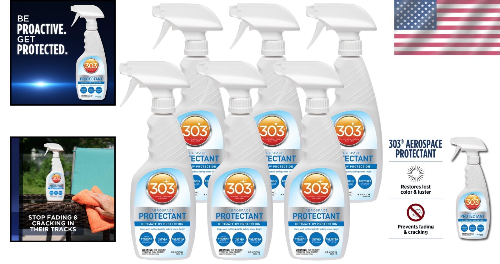 303 Aerospace Protectant Spray, 16 Fl. Oz. – Ultimate UV & Dirt Defense (6 Pack)