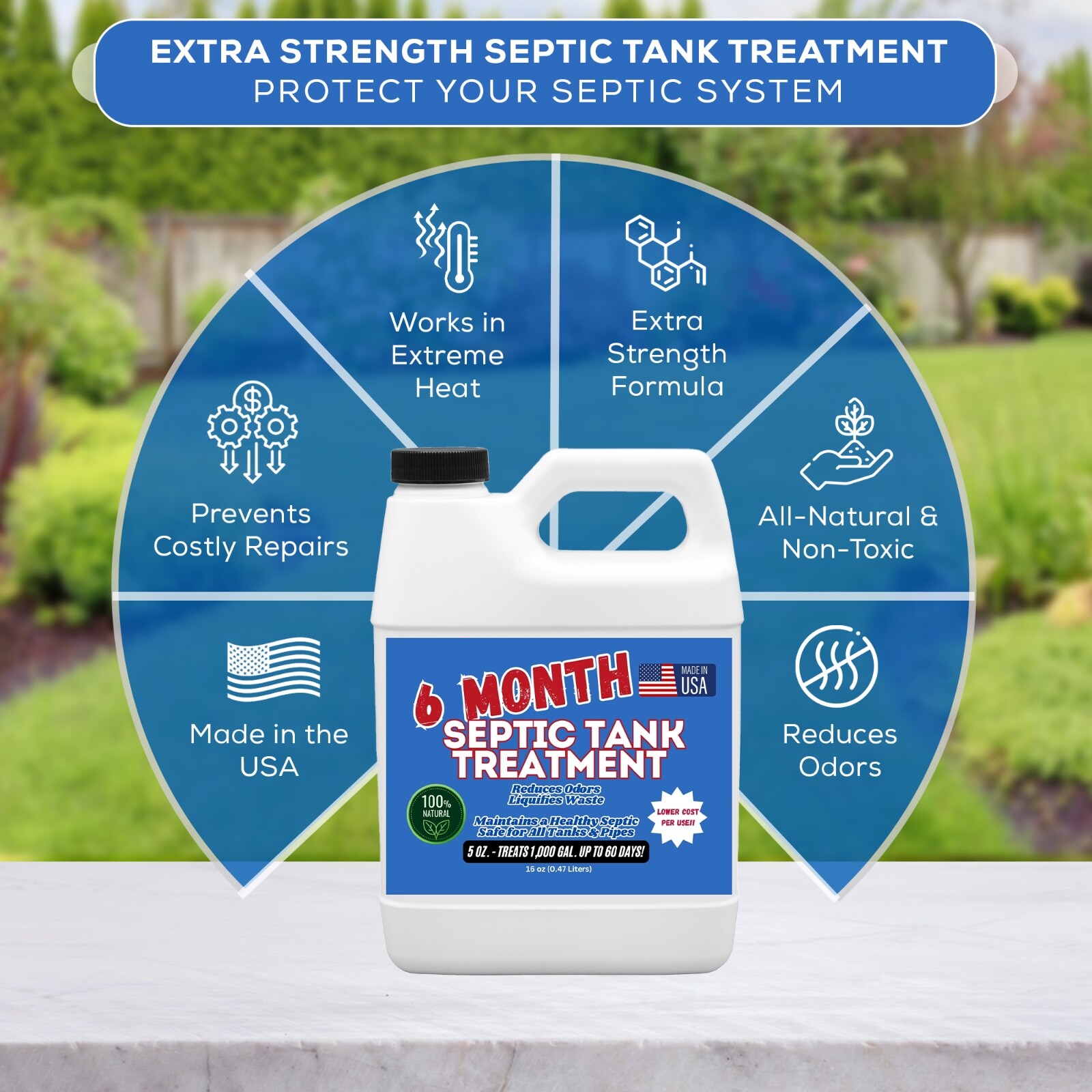 2 pack ( 1 Year Treatment) – All Natural, Septic Tank Treatment!! MADE IN USA!!