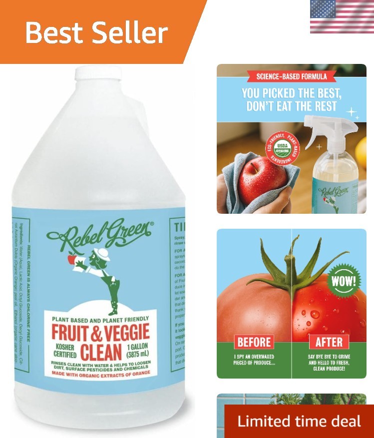 Fruit & Veggie Clean: Eco-Friendly Citrus Wash – 128 Fl Oz No Aftertaste Formula