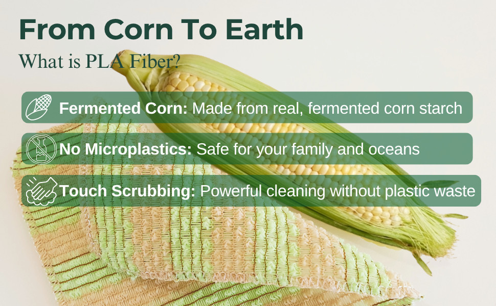 Plant-Based Dish Scrubber [10 Pack] – Non-Scratch Corn Scourer, Odor-Kitchen