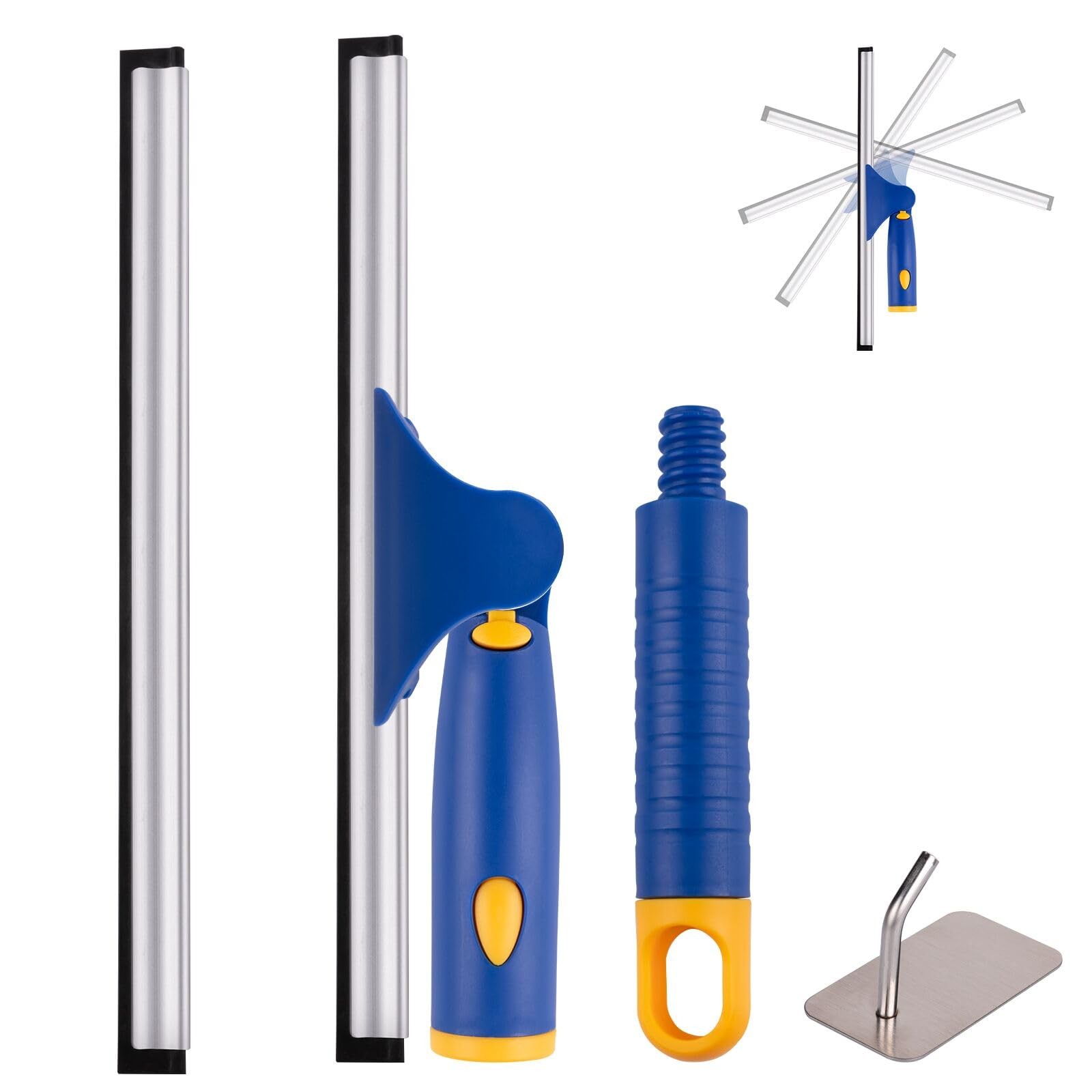 10″ Swivel Window Cleaning Squeegee, All-Purpose Anti-Slip Window Squeegee wi…