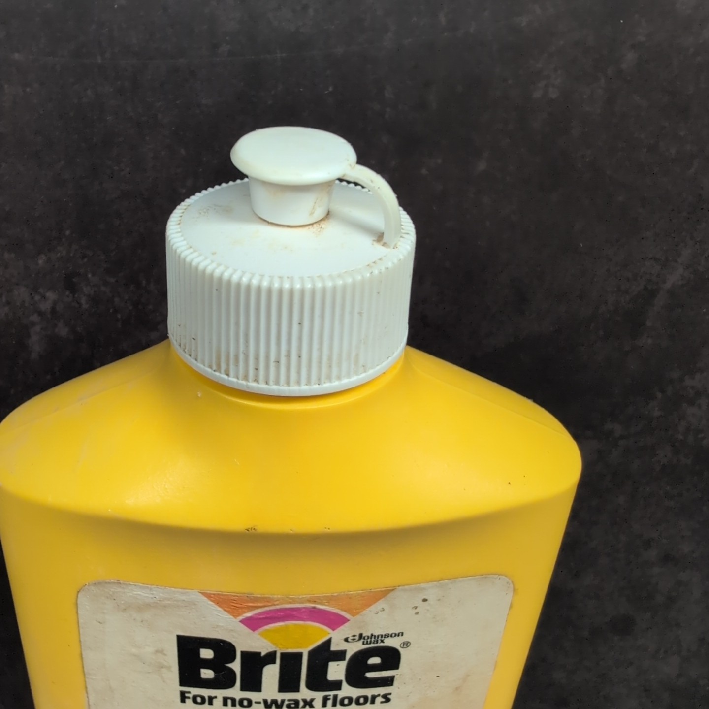 Vintage 1982 Brite No-Wax Floor Cleaner 16oz Bottle 79% Full Prop S.C. Johnson