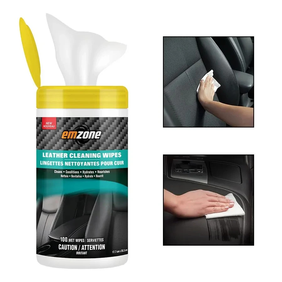 Emzone Leather Cleaning Care Automotive Wipes (100 Count) Leather Care Wipes