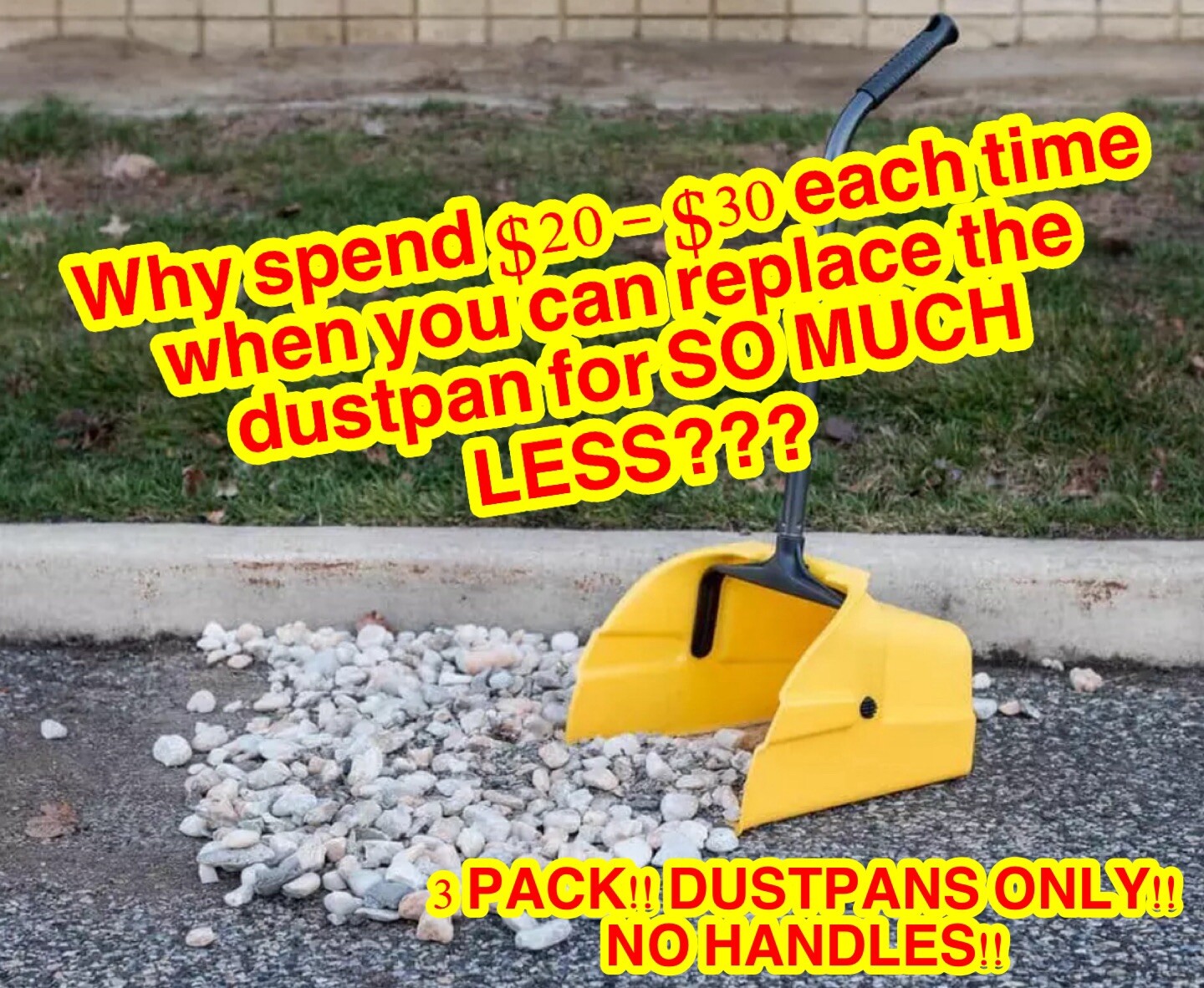 Quickie (3 PACK) Yellow Replacement Jumbo Plastic DUSTPANS ONLY – (NO HANDLES)