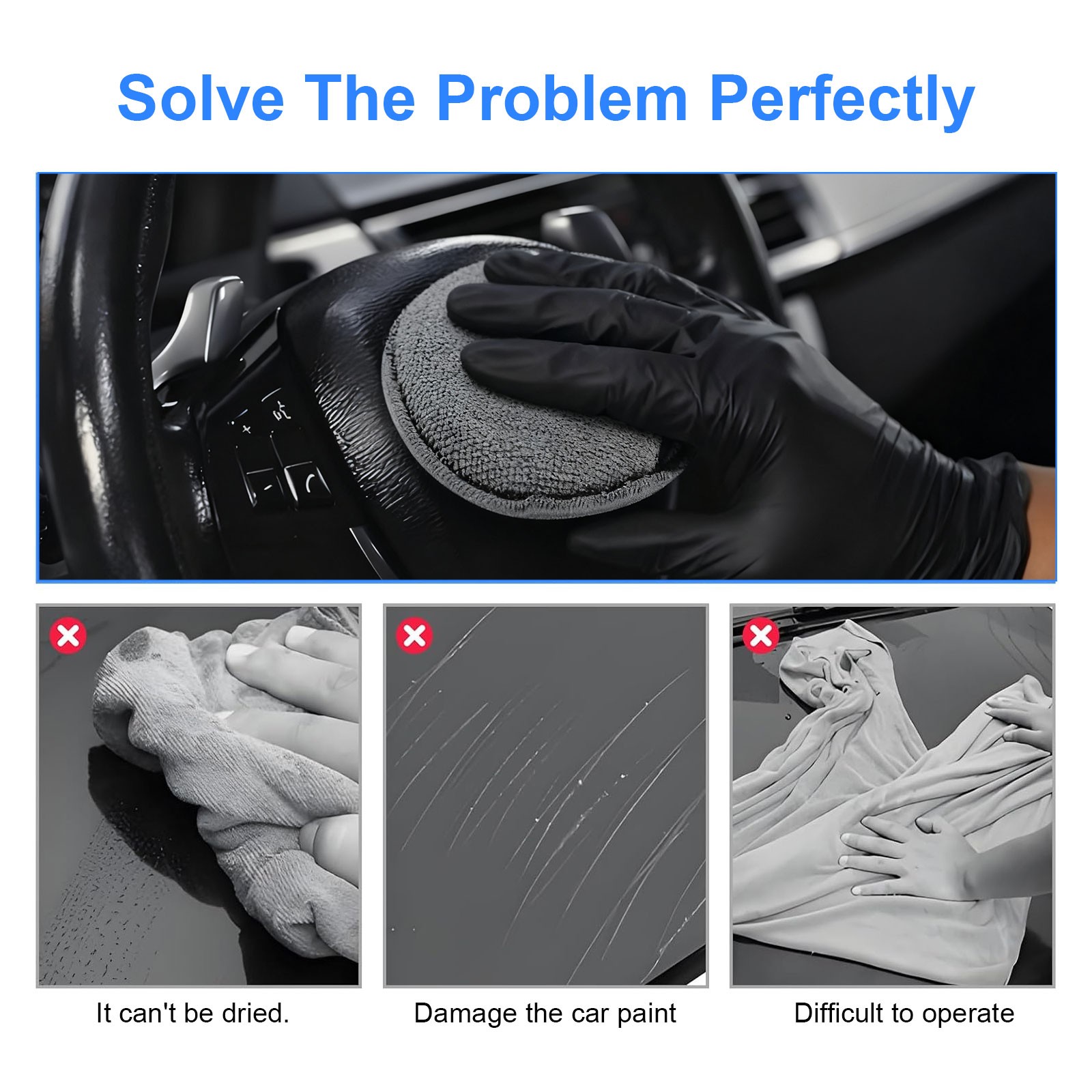 11 PCS Reusable Car Cleaning Tool Kit for Auto Detailing Microfiber Applicator