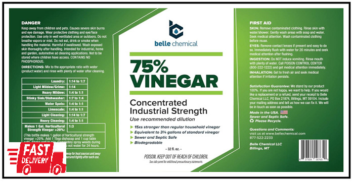 75% Pure Vinegar – Concentrated Industrial Grade 32oz