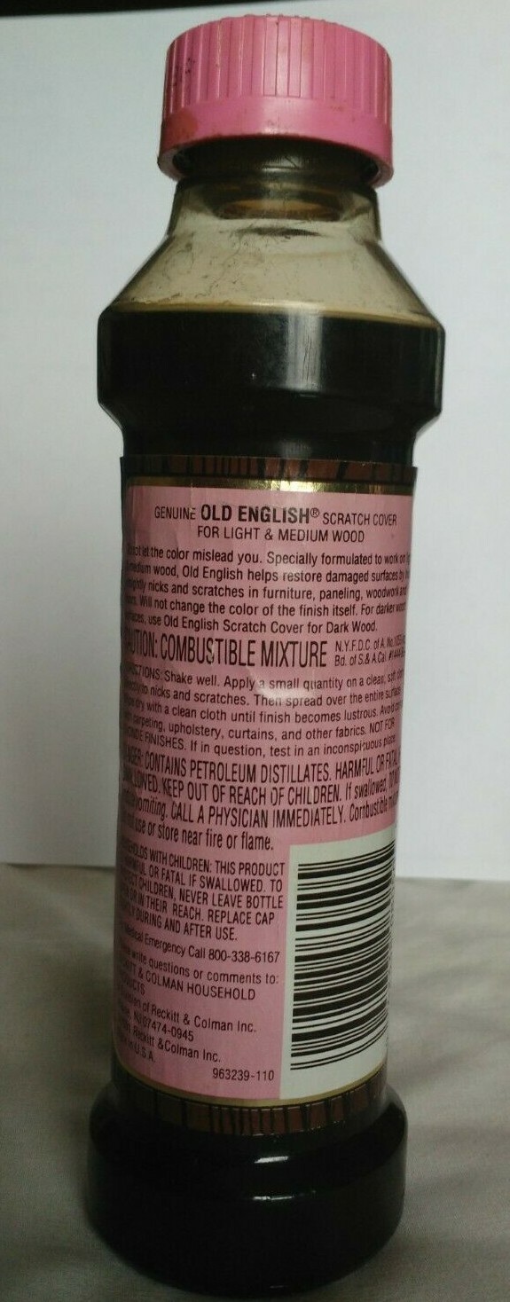 Vintage Rare Old English Scratch Cover For Light To Medium Woods 8 oz USA HTF