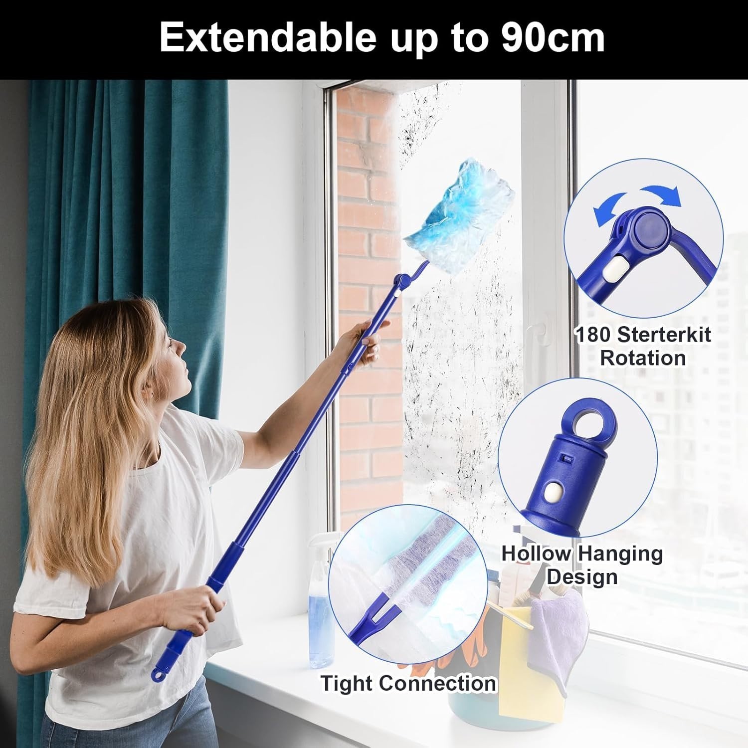 32 Pcs Dust Magnet Fluffy Duster Refill with Handle Telescopic Wand​…