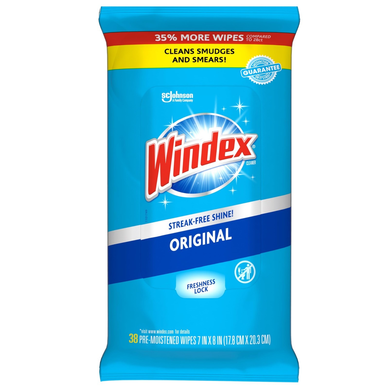 Windex Glass and Surface Pre-Moistened Wipes Original 38 Count