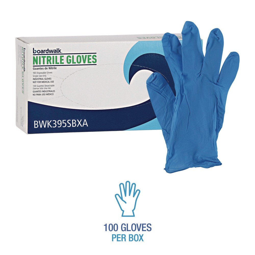 Boardwalk 395SBXA 5 mil Disposable Nitrile Gloves – Small, Blue (100/Box) New