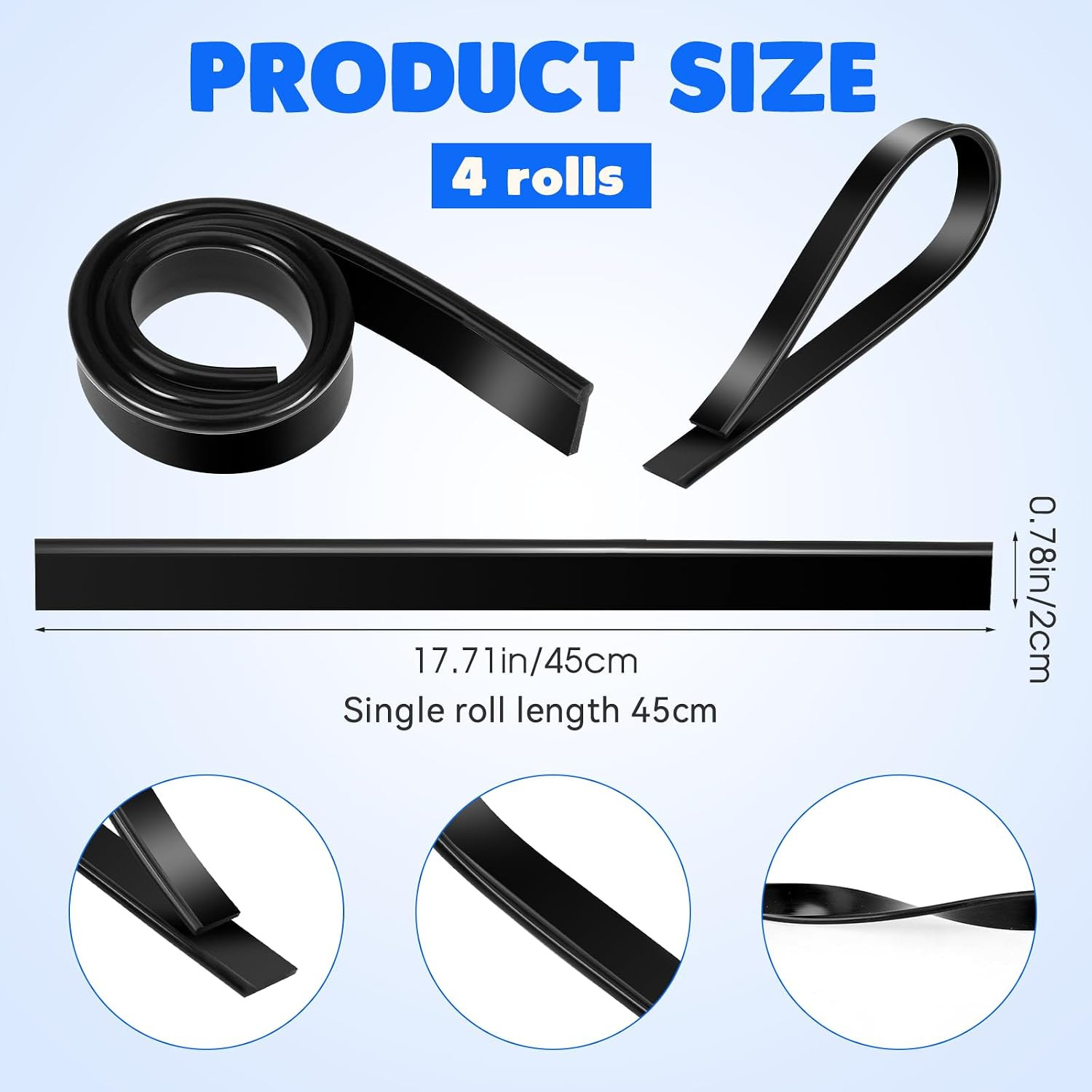 4 Pack 18 Inch Squeegee Replacement Blades Window Glass Shower Door Rubber Refil