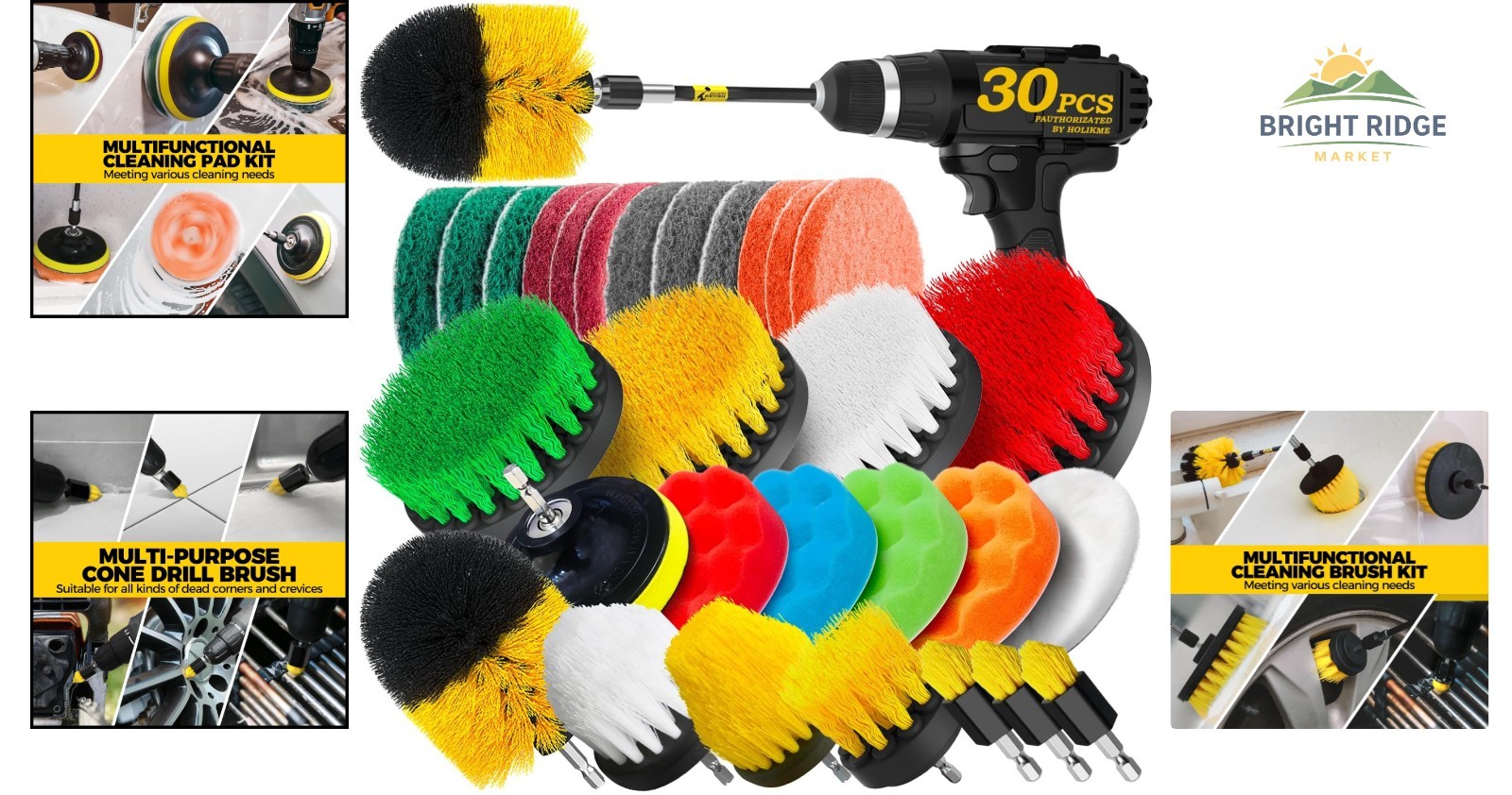 Versatile Drill Brush Set for Polishing, Scrubbing, and Deep Cleaning Surfaces