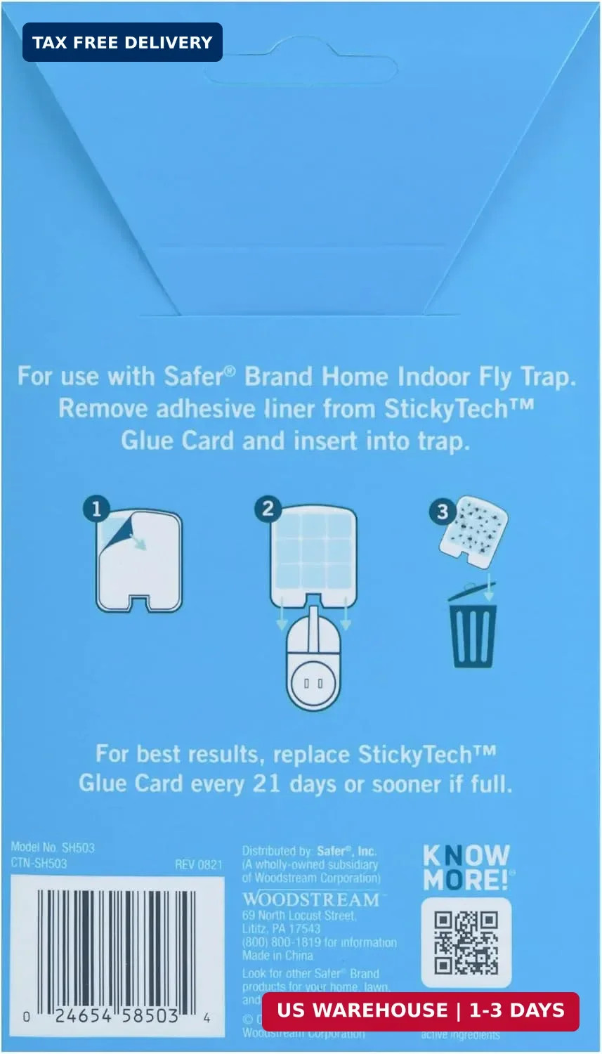 Safer Home Flying Insect Trap Official Refills | 3 Glue Card Refills for Plug-In