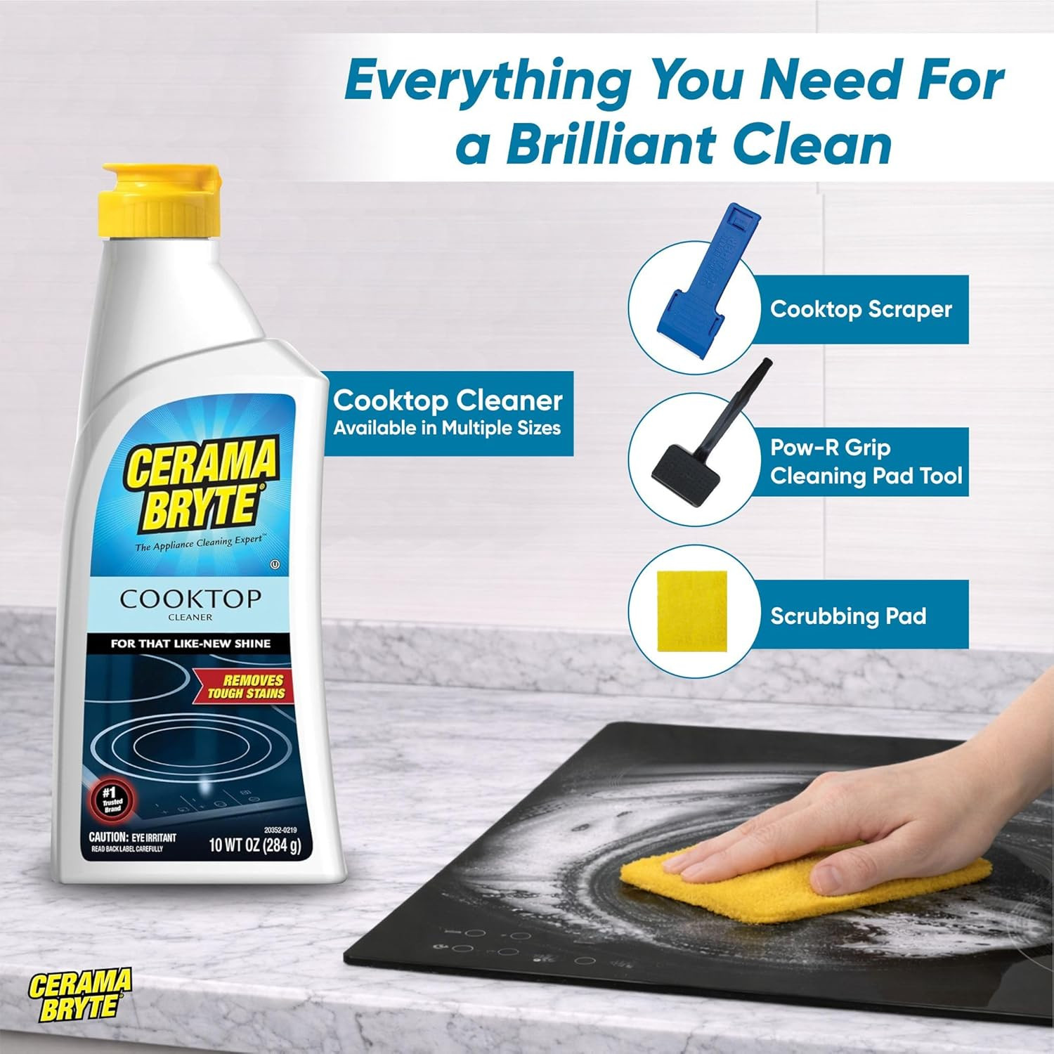 Glass Cooktop and Stove Top Cleaner Combo Kit – Includes Cleaning Tool, Razor, S