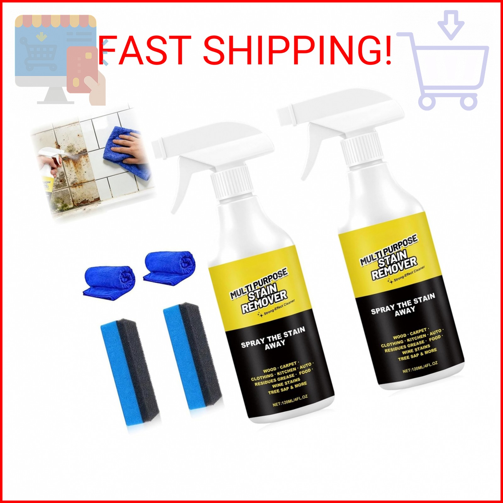 MISNINE 2PCS Multi Purpose Stain Remover, Foam Cleaner Spray, A powerful cleaner