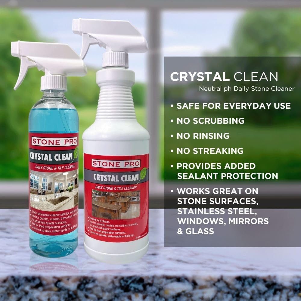 Stonepro Crystal Clean 32 Fl Oz Multi Surface Cleaner Streak Free Ph Neutral