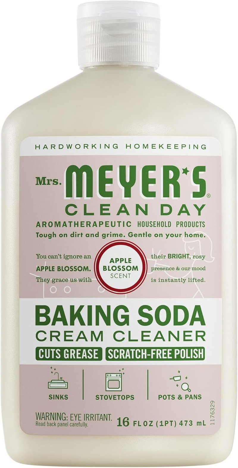 Mrs Meyers Baking Soda Cream Cleaner Apple Blossom Scratch-Free Polish 16oz