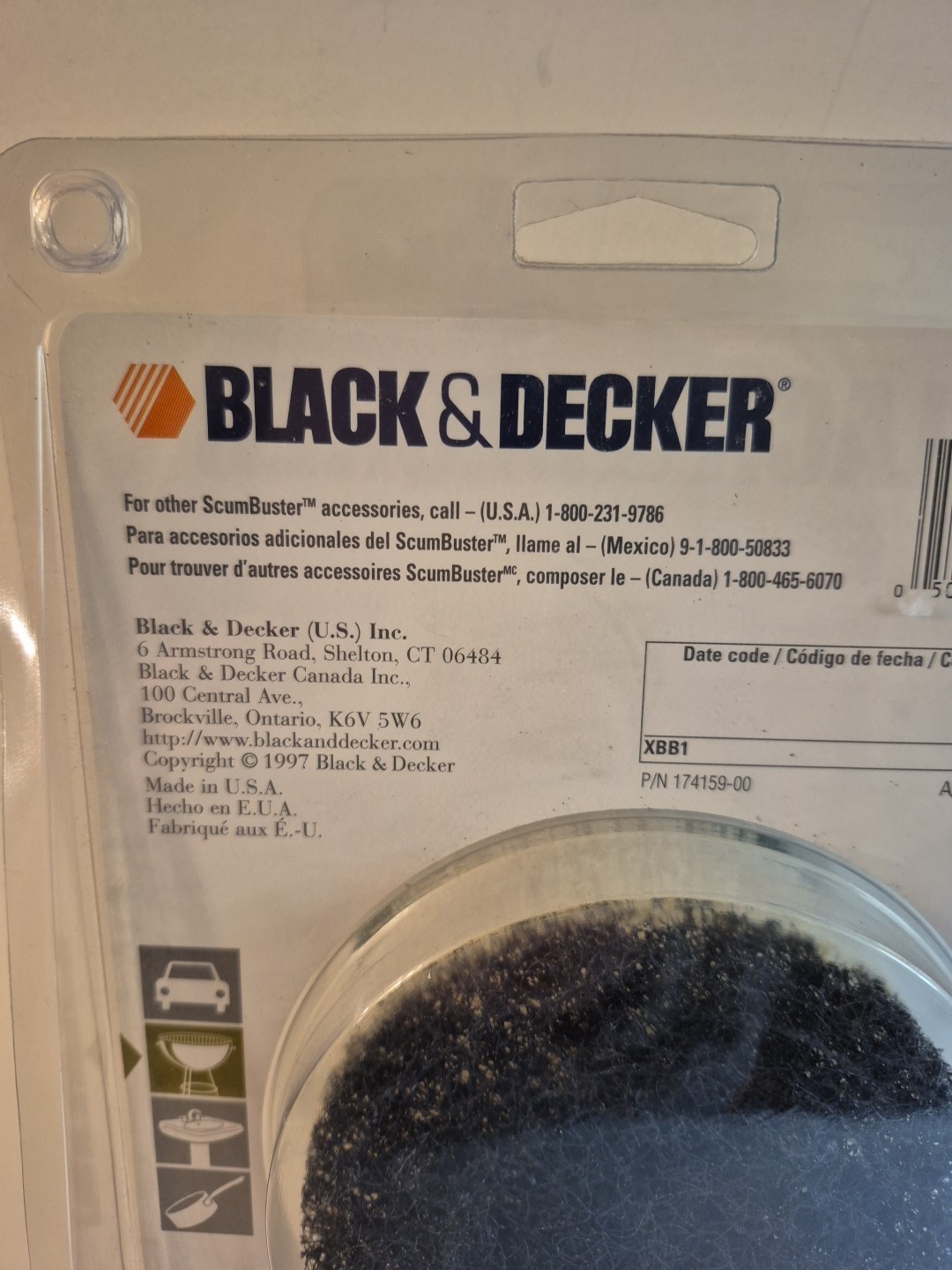 Black & Decker XBB1 ScumBuster Accessories Wire Bristle Brush & 2-Scrub Pads-NEW