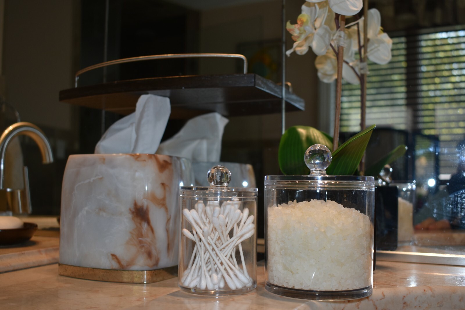 Qtip DISPENSER HOLDER Bathroom Vanity Organizer Apothecary Clear 10 oz & 20 oz.