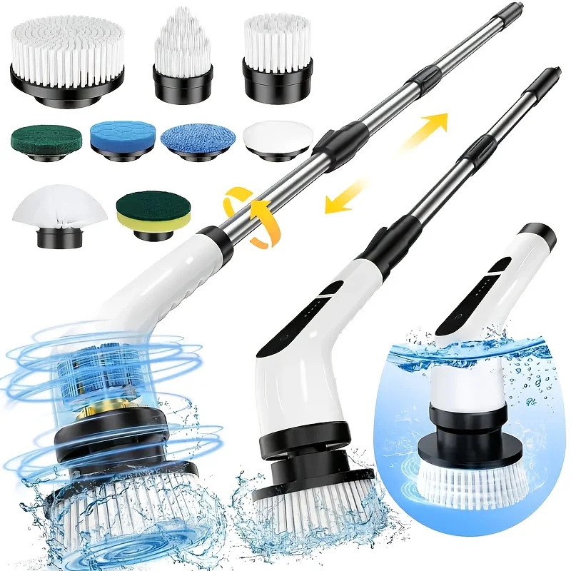 Electric Spin Scrubber Cordless Cleaning Brush 9in1 Power Cleaner US