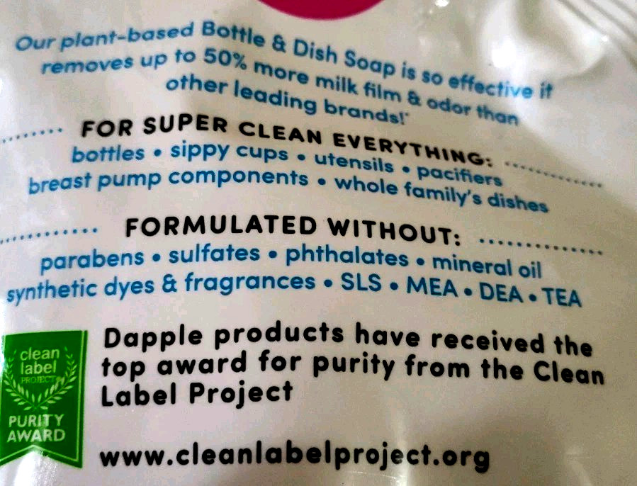 Dapple Fragrance Free Baby Refill Bottle & Dish Liquid Soap 33.8 oz