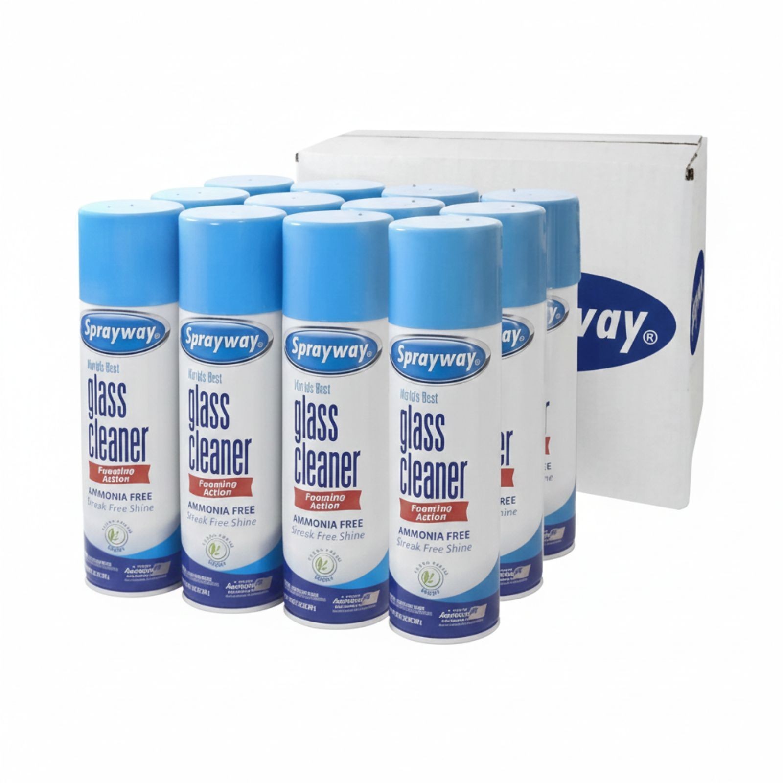 Sprayway Glass Cleaner Foaming Spray – Streak-Free Home & Auto, 19 oz (12-Pack)