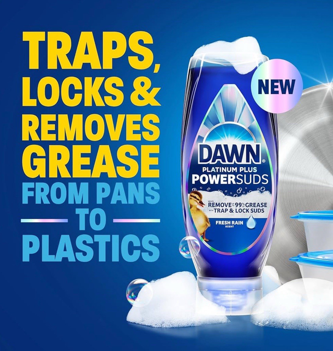 Dawn Platinum Plus PowerSuds EZSqueeze Fresh Rain Scent 2×17.4 fl oz Bundle