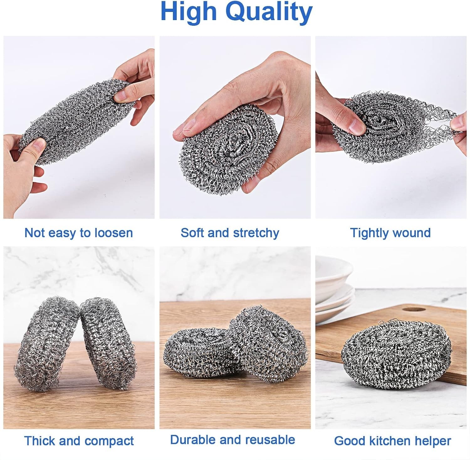 12Pack Upgraded Steel Wool Scrubbers – Stainless Steel Scrubber, Metal Scour…