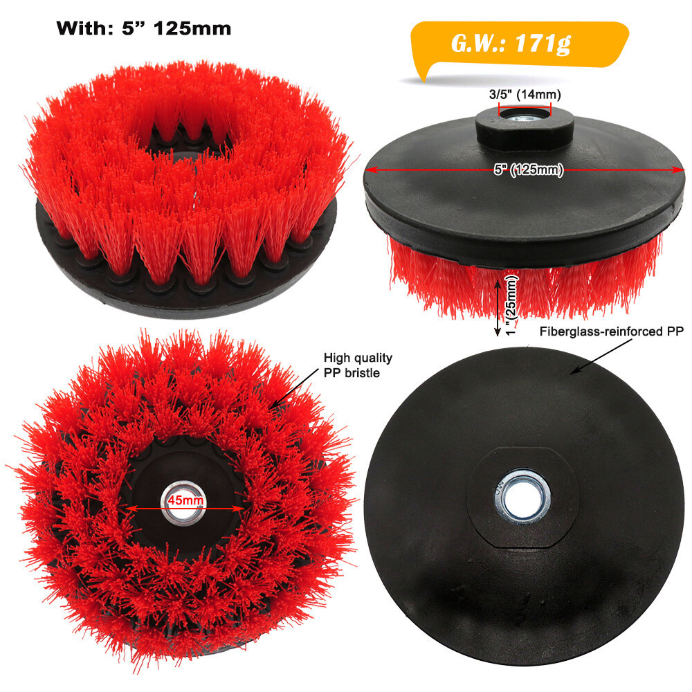 Scrub Brush Upholstery Car Seat Carpet Mat 4″ 5″ Round Power Drill Attachment