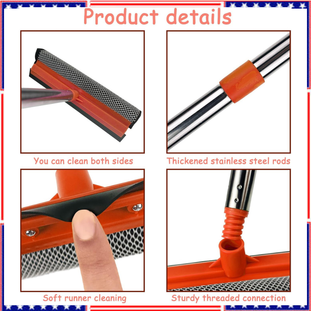 Windshield Cleaner Tool 2 in 1 Car Window Squeegee with Extendable Handle