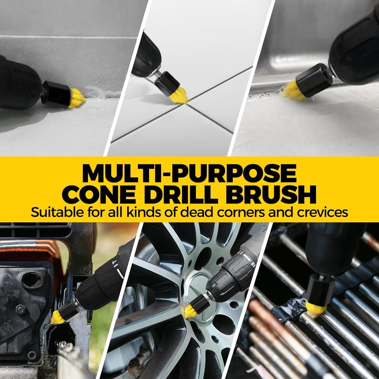 6 Pack Drill Brush Power Scrubber Cleaning Kit for Bathroom Kitchen Grout