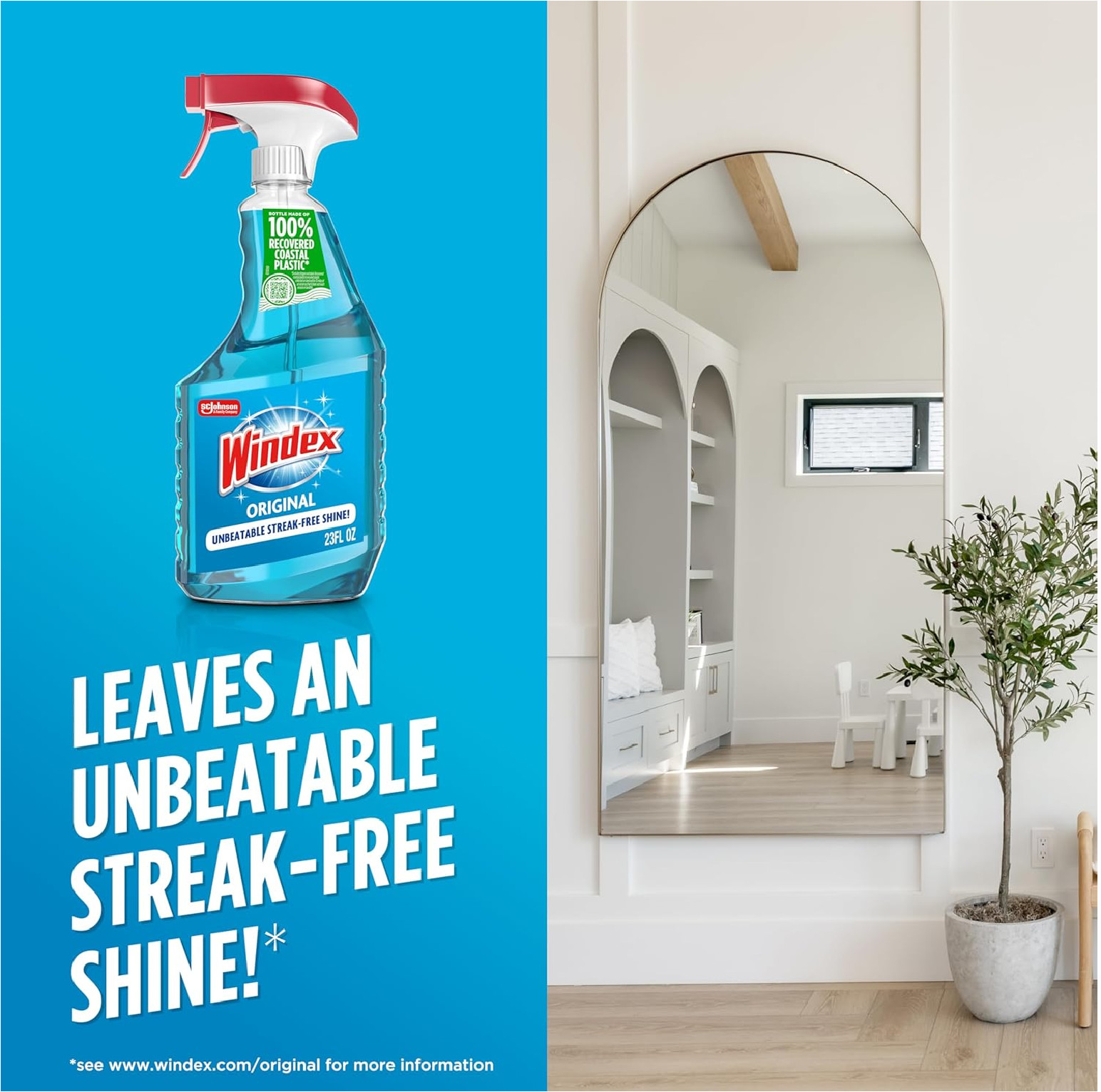 Windex Pack of 6 Glass and Window Cleaner Spray Bottle, Original Blue, 23 fl oz