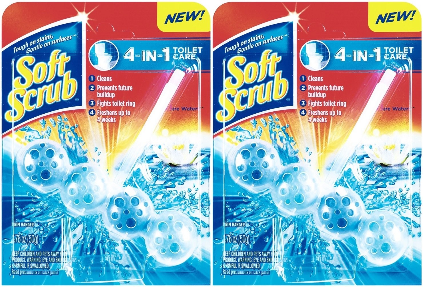 4-in-1 Toilet Care Rim Hanger, Sapphire Waters, 1.76 Ounce (Pack of 2)